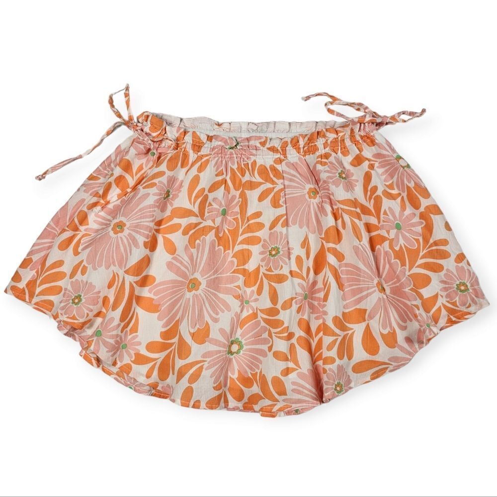 Aerie Pink & Orange Floral Lightweight‎ Flare Mini Skirt Women's Size Medium